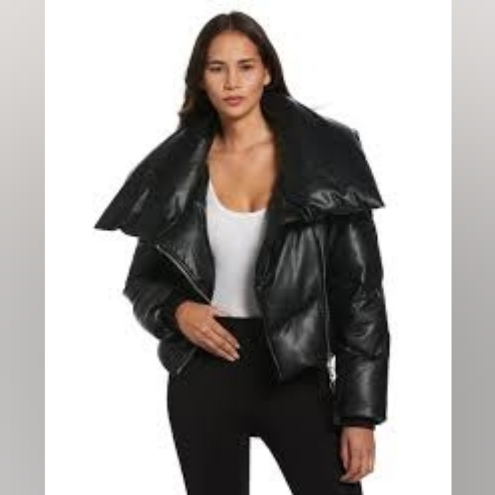 Ella Rafaella The Drop Womans Priscilla Vegan Leather Puffer Jacket - Picture 2 of 3